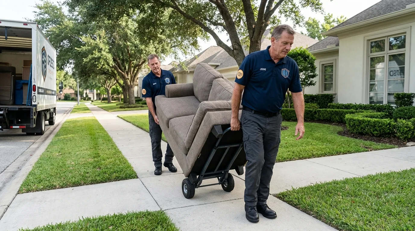 Local residential moving crew loading furniture in Liberty, IN